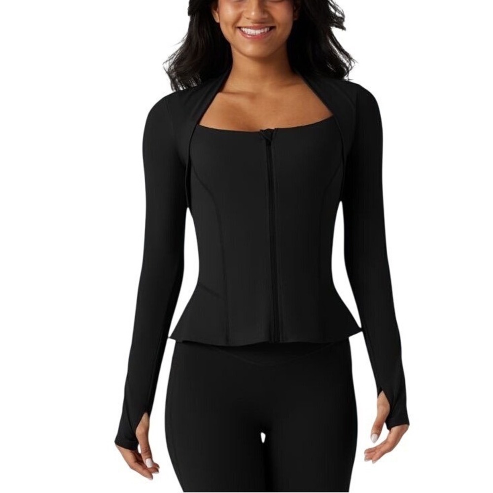 Halara UltraSculpt Push-Up Long Sleeve Thumb Hole Zipper Ruffle, Size XL, NWT